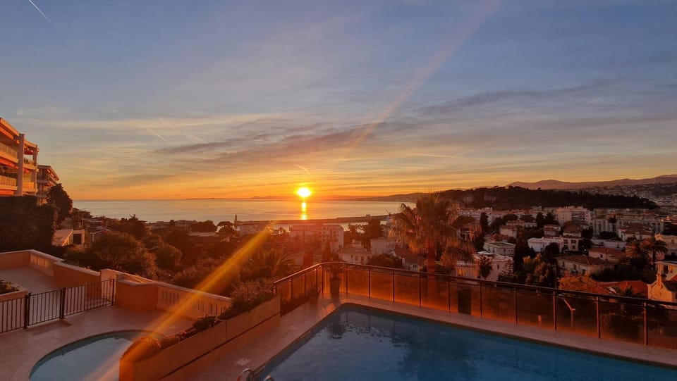 Pool view, Swimming pool, Sunset