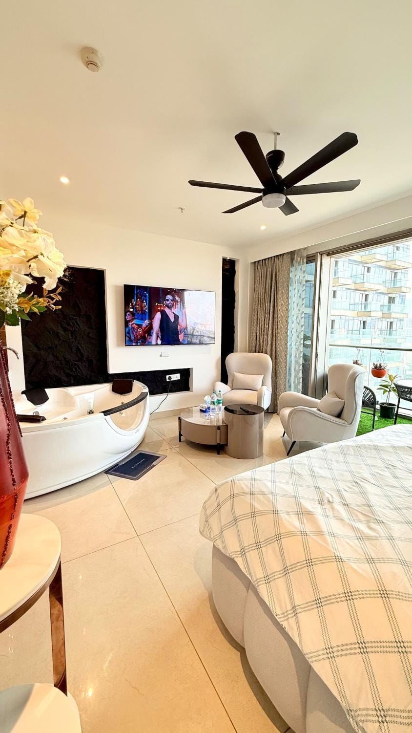 High Rise Floral Private Jacuzzi with Garden Patio Apartment in Gurugram