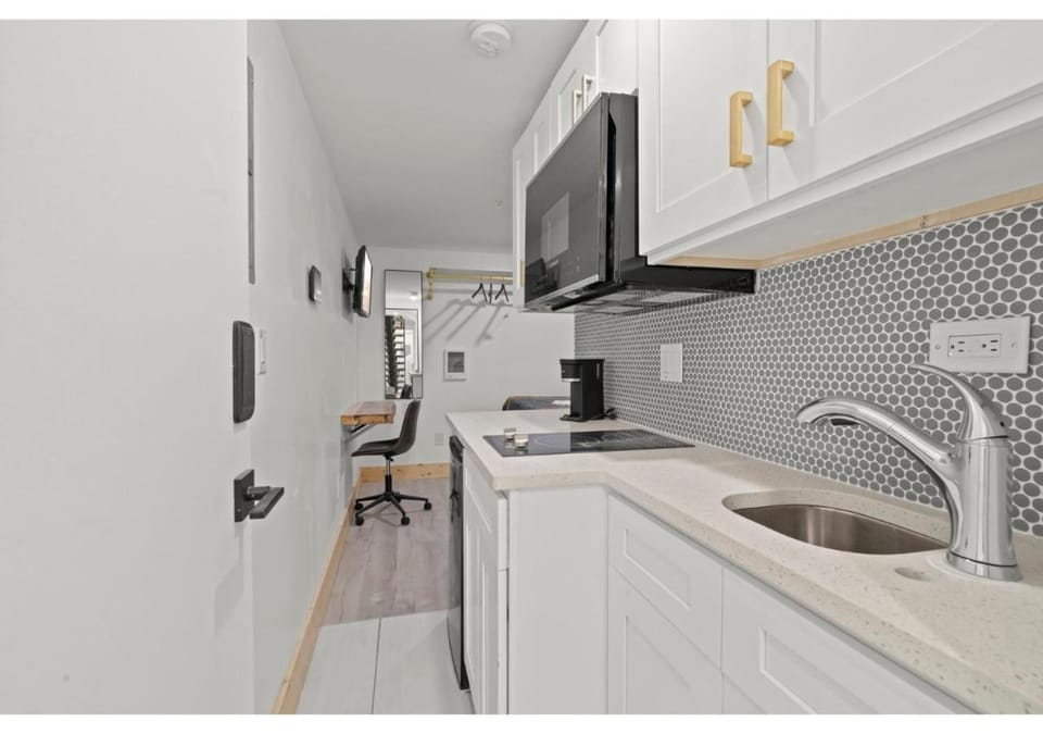 Kitchen or kitchenette, dishwasher, stove