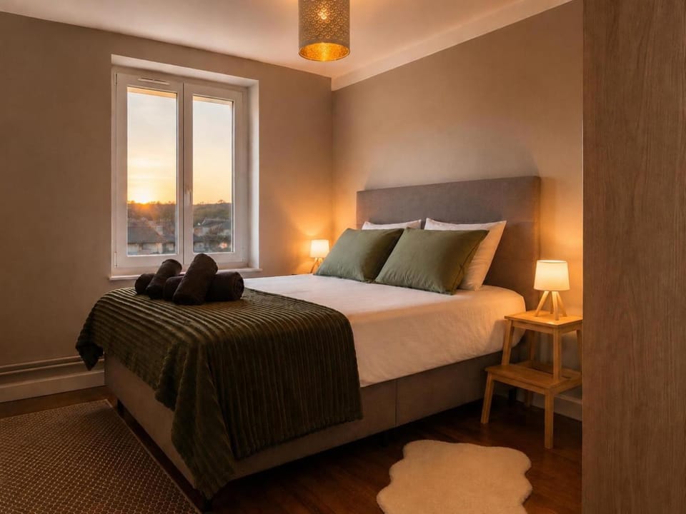 Bed, Photo of the whole room, Bedroom, storage, towels