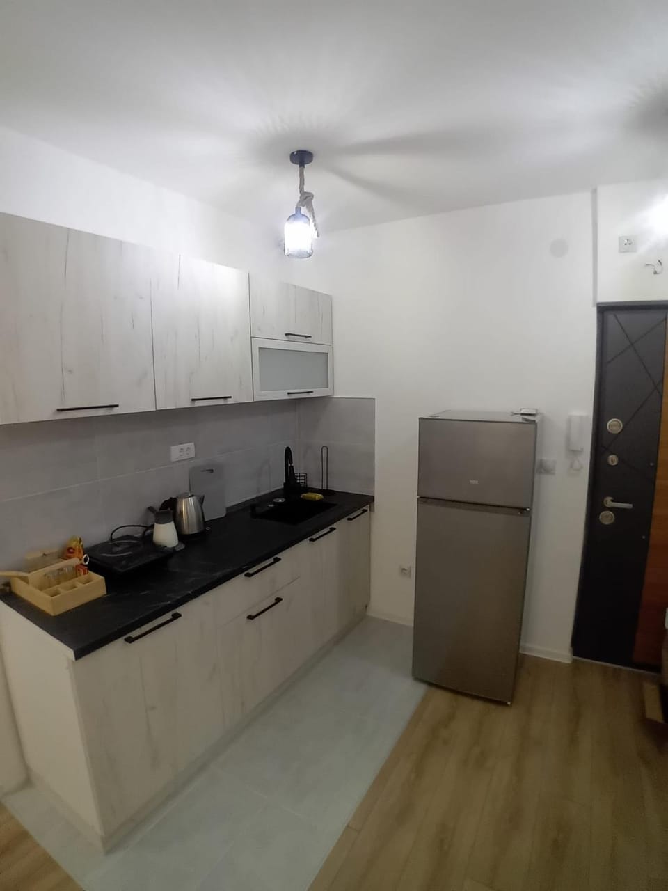 Kitchen or kitchenette, stove