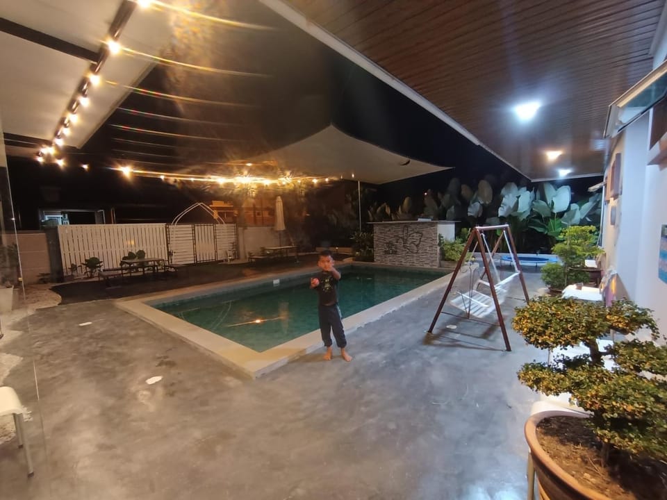Night, People, Pool view, Swimming pool