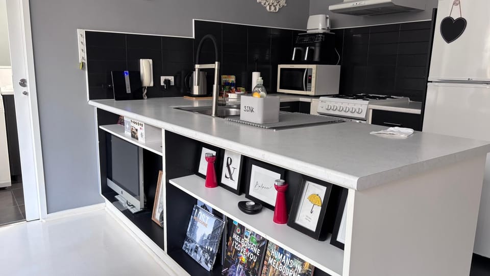 Kitchen or kitchenette, oven, stove, toaster
