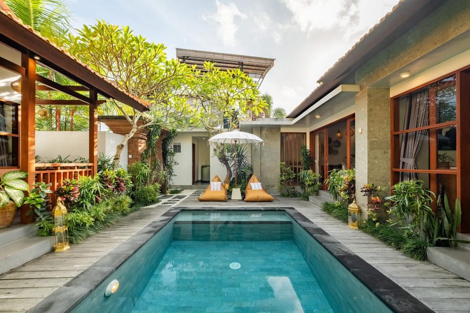 Property building, Patio, Day, Garden, Garden view, Pool view, Swimming pool, sunbed