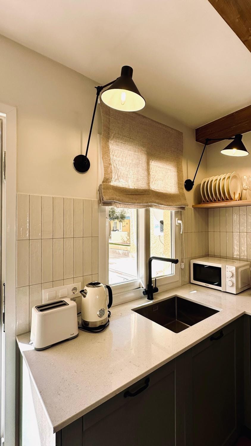 Kitchen or kitchenette, dishwasher, toaster