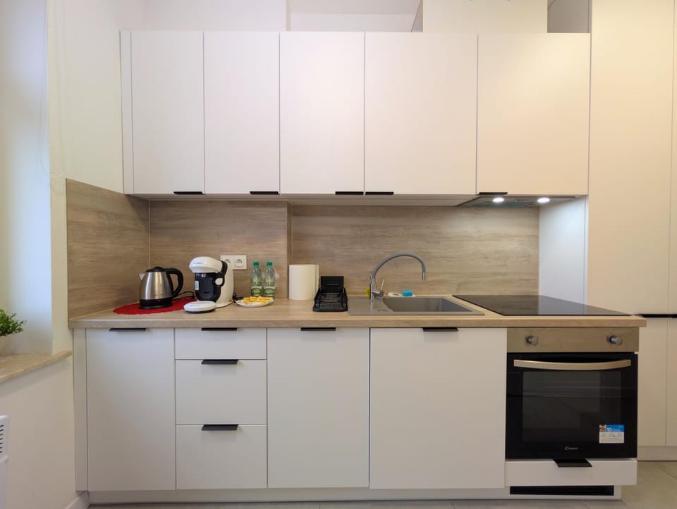 Kitchen or kitchenette, oven, stove