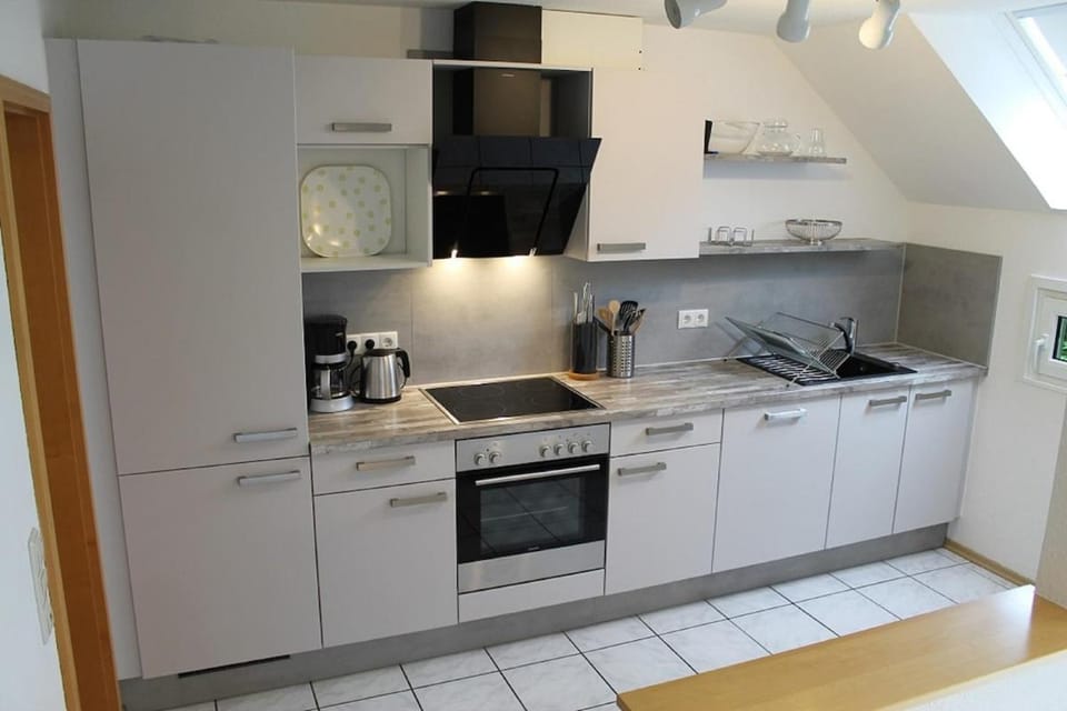 Kitchen or kitchenette, dishwasher, stove