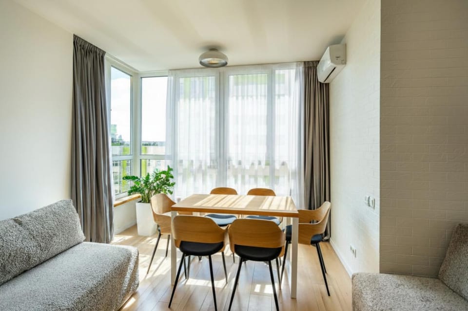 Living room, Seating area, Dining area, air conditioner