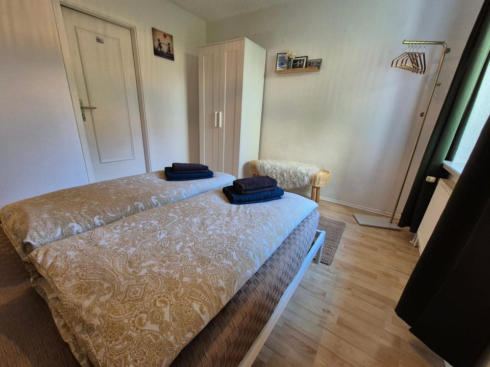 Bed, Photo of the whole room, Bedroom, towels, wardrobe