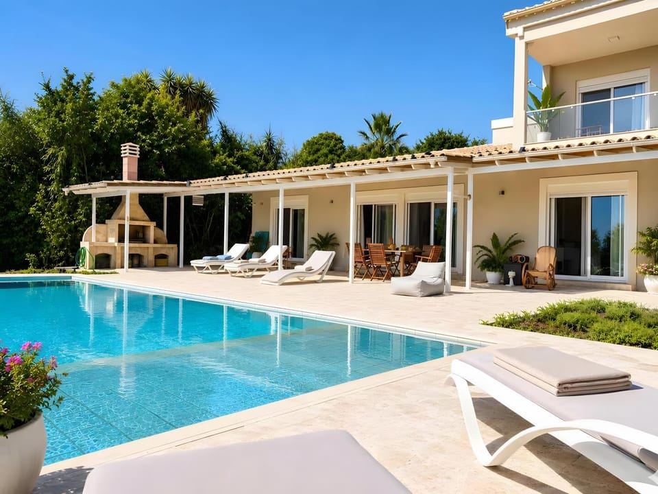 Property building, Living room, Swimming pool