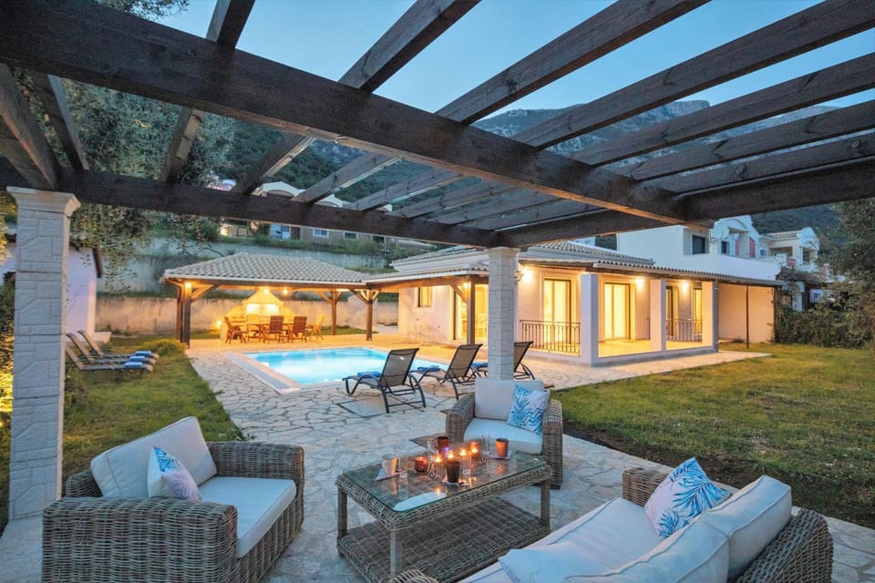 Property building, Living room, Swimming pool