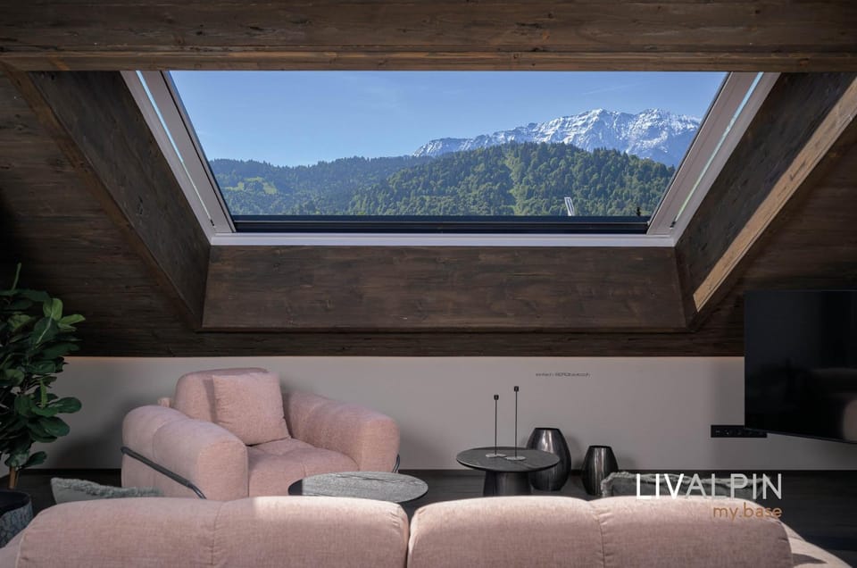 Natural landscape, Living room, Seating area, Mountain view