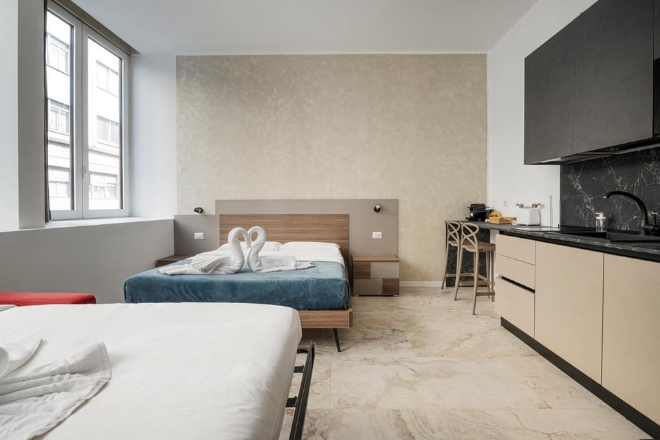 Bed, TV and multimedia, Kitchen or kitchenette, Photo of the whole room