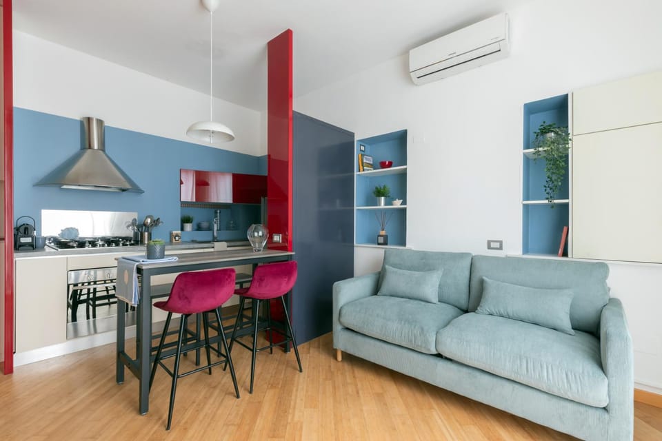 Kitchen or kitchenette, Living room, Dining area, air conditioner