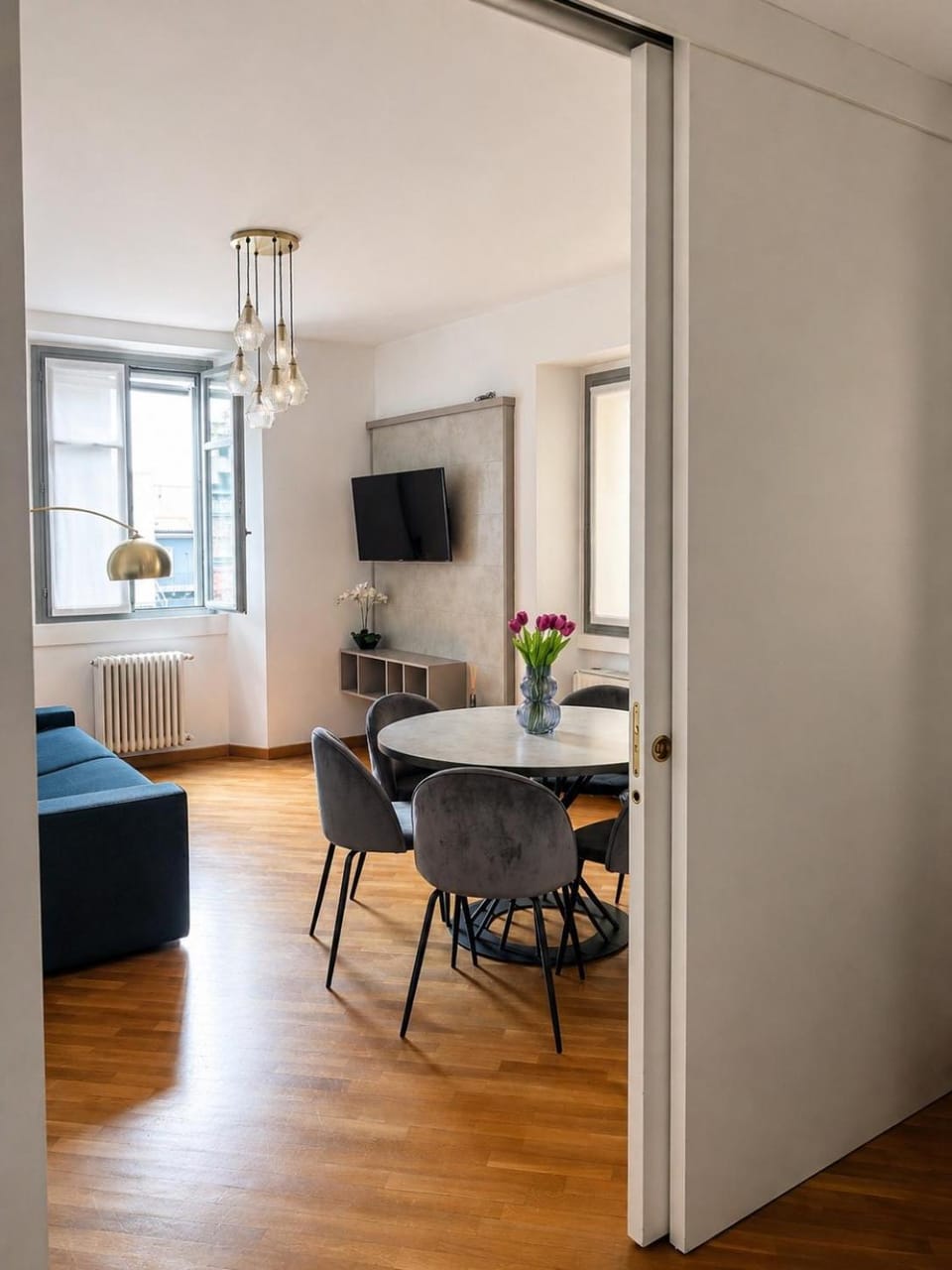 TV and multimedia, Living room, Photo of the whole room, Seating area, Dining area
