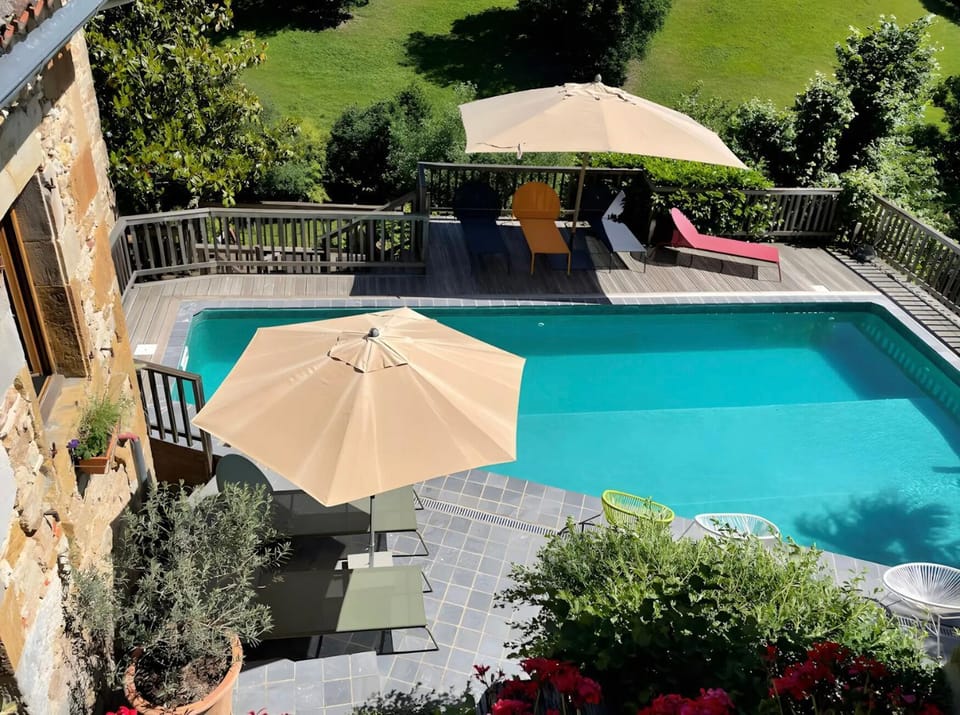 Property building, Living room, Swimming pool