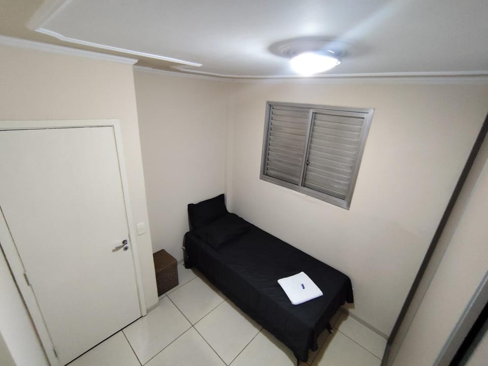 Bed, wardrobe