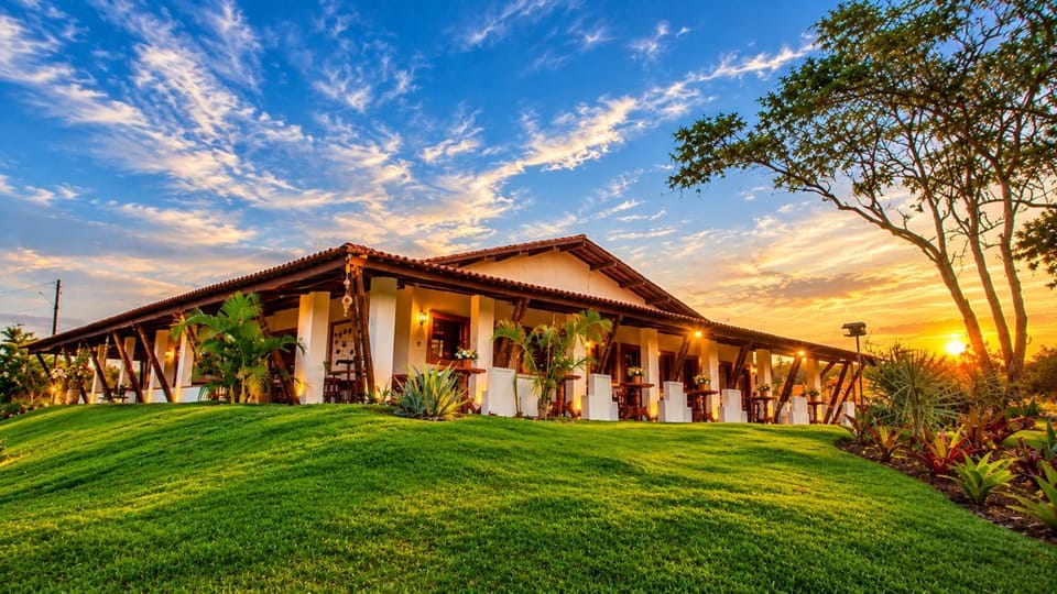 Property building, Facade/entrance, Day, Natural landscape, Garden, Garden view, Sunset