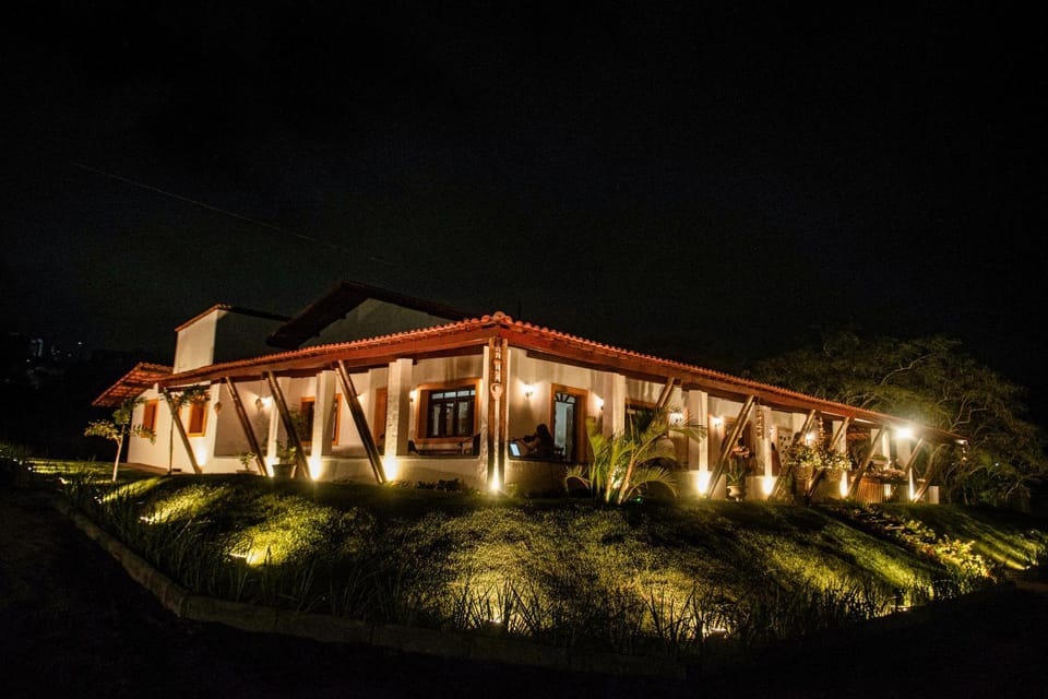 Property building, Night, Garden, Garden view