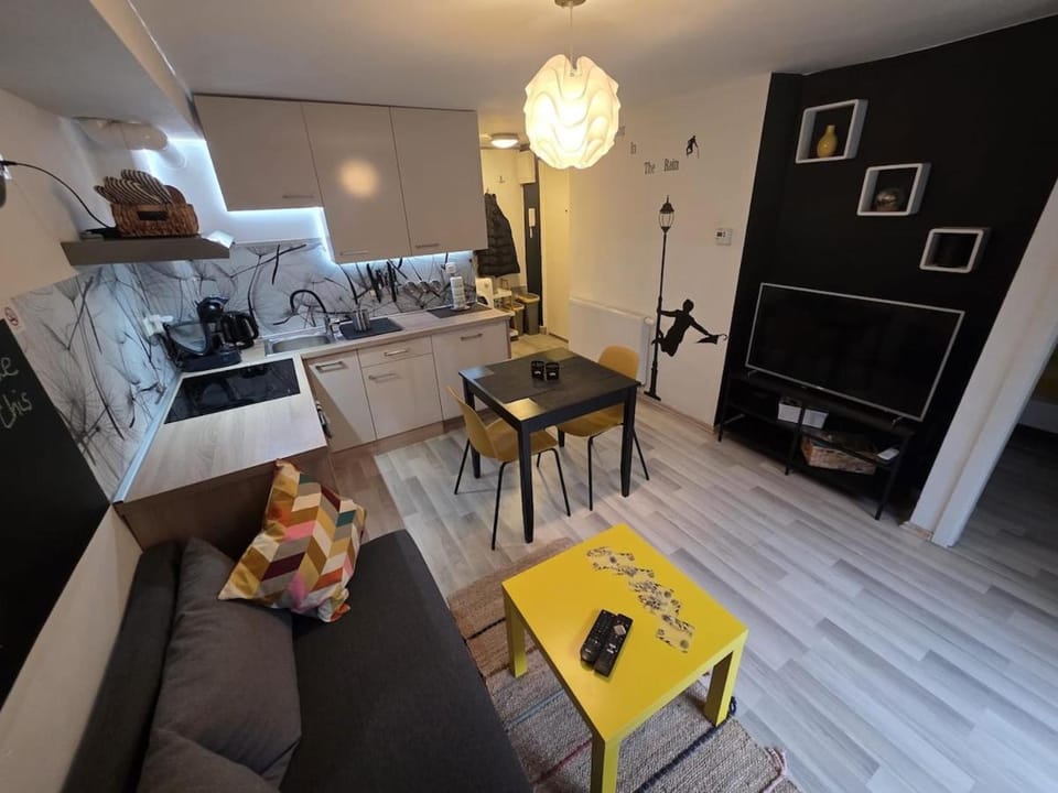 Kitchen or kitchenette, Living room, Seating area, Dining area, pet friendly, stove