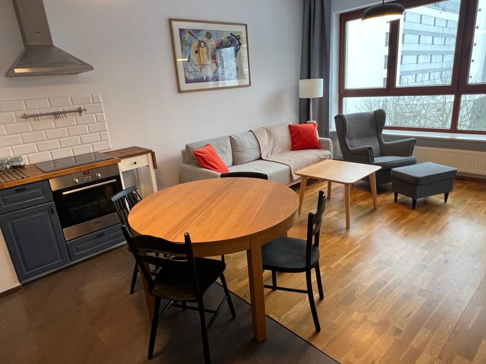 Kitchen or kitchenette, Living room, Dining area