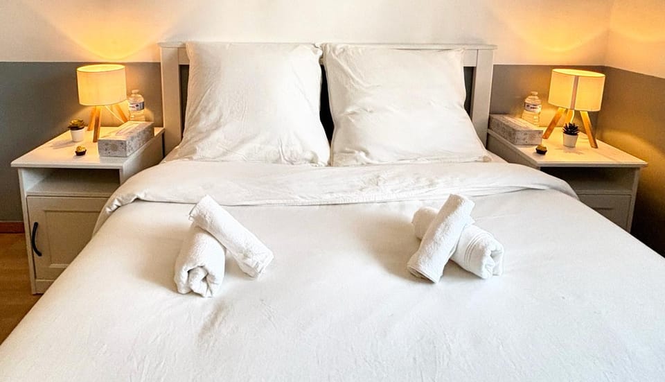 Bed, Photo of the whole room, Bedroom, towels