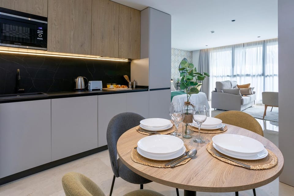 Kitchen or kitchenette, Living room, Dining area