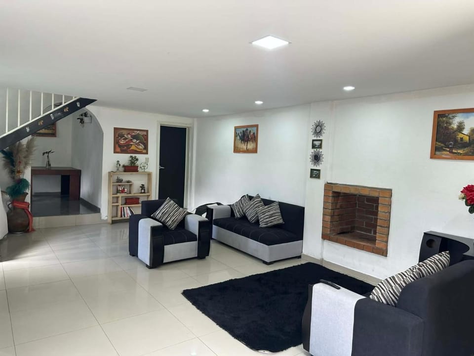Seating area, fireplace