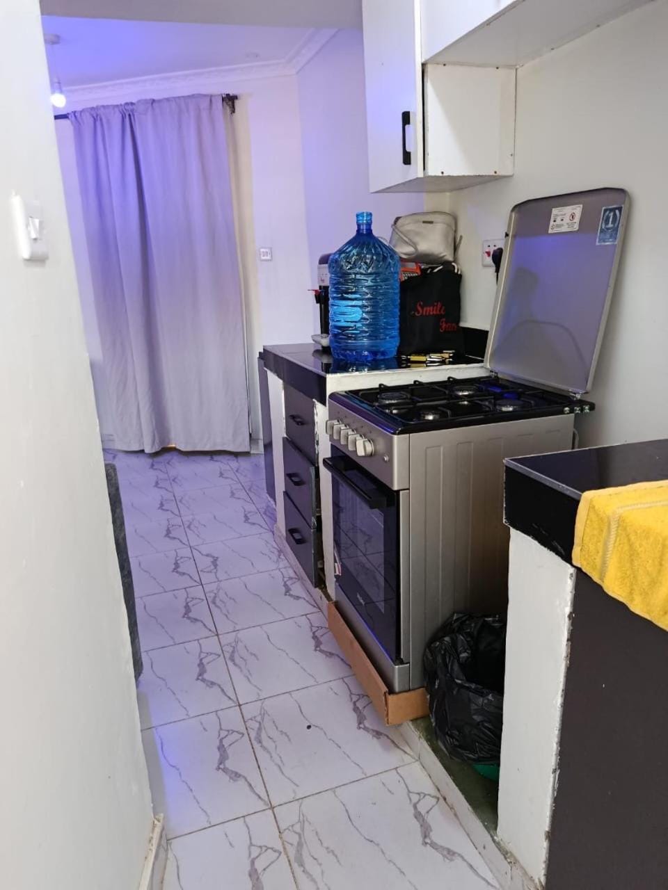 Kitchen or kitchenette, oven