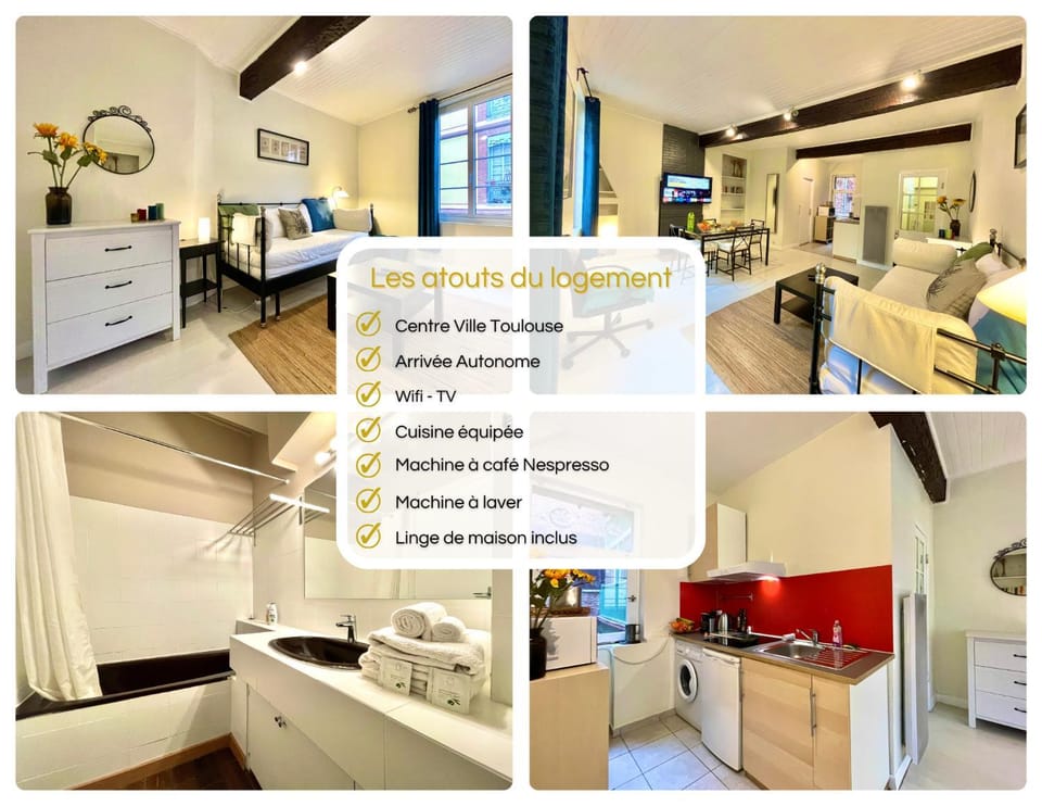 Bed, Bathroom, Kitchen or kitchenette, Living room