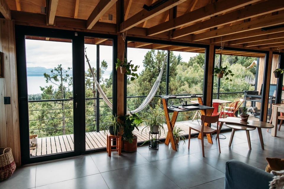 Natural landscape, Living room, Seating area, Garden view, Lake view
