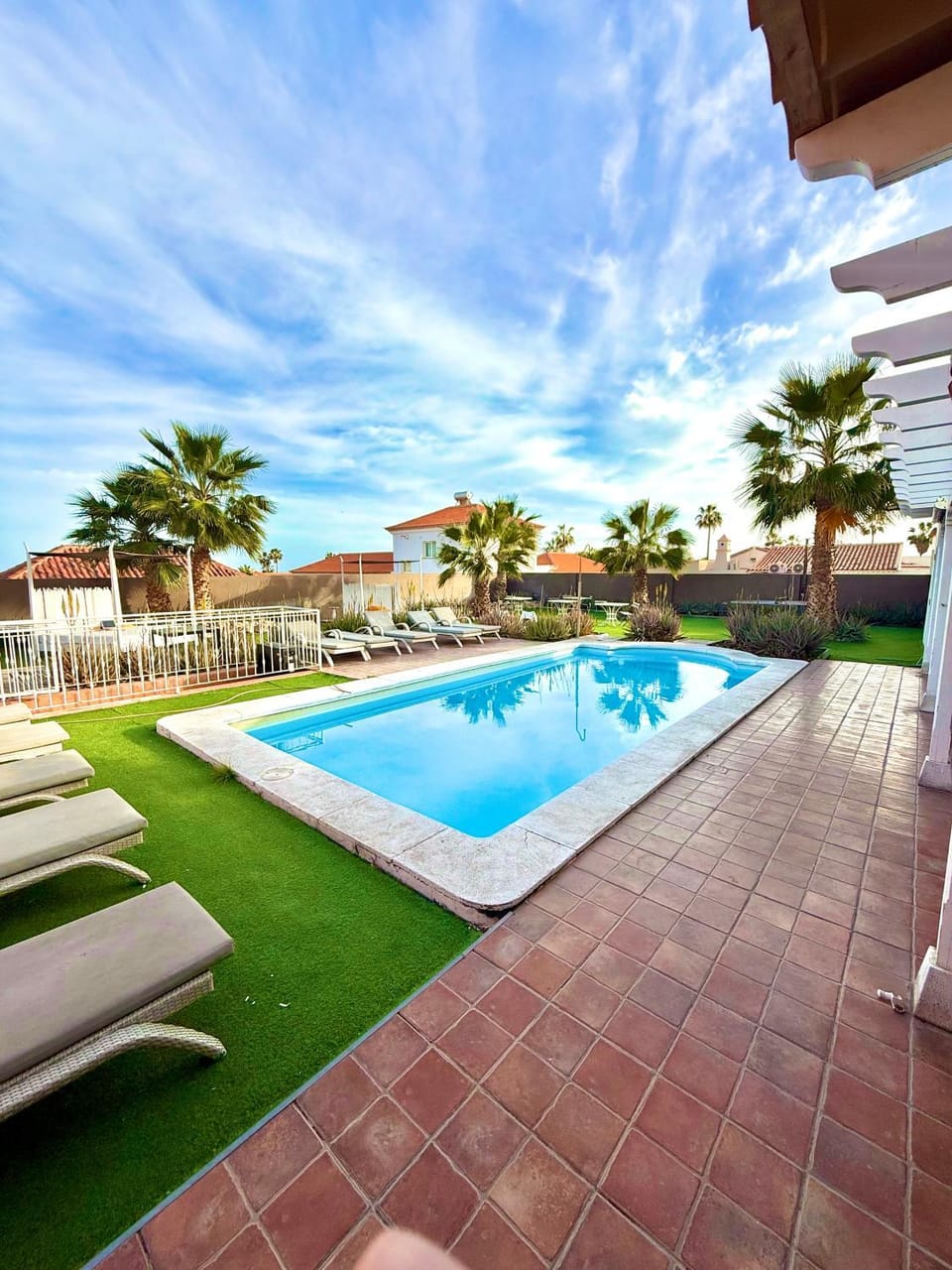 Patio, Pool view, Swimming pool, sunbed