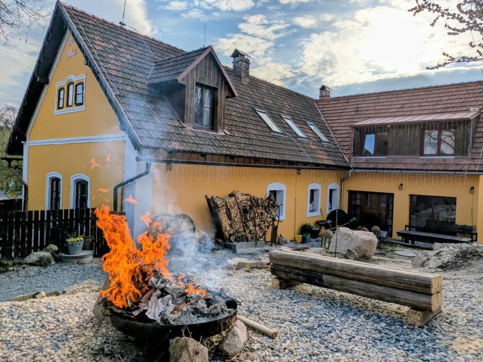 Property building, fireplace