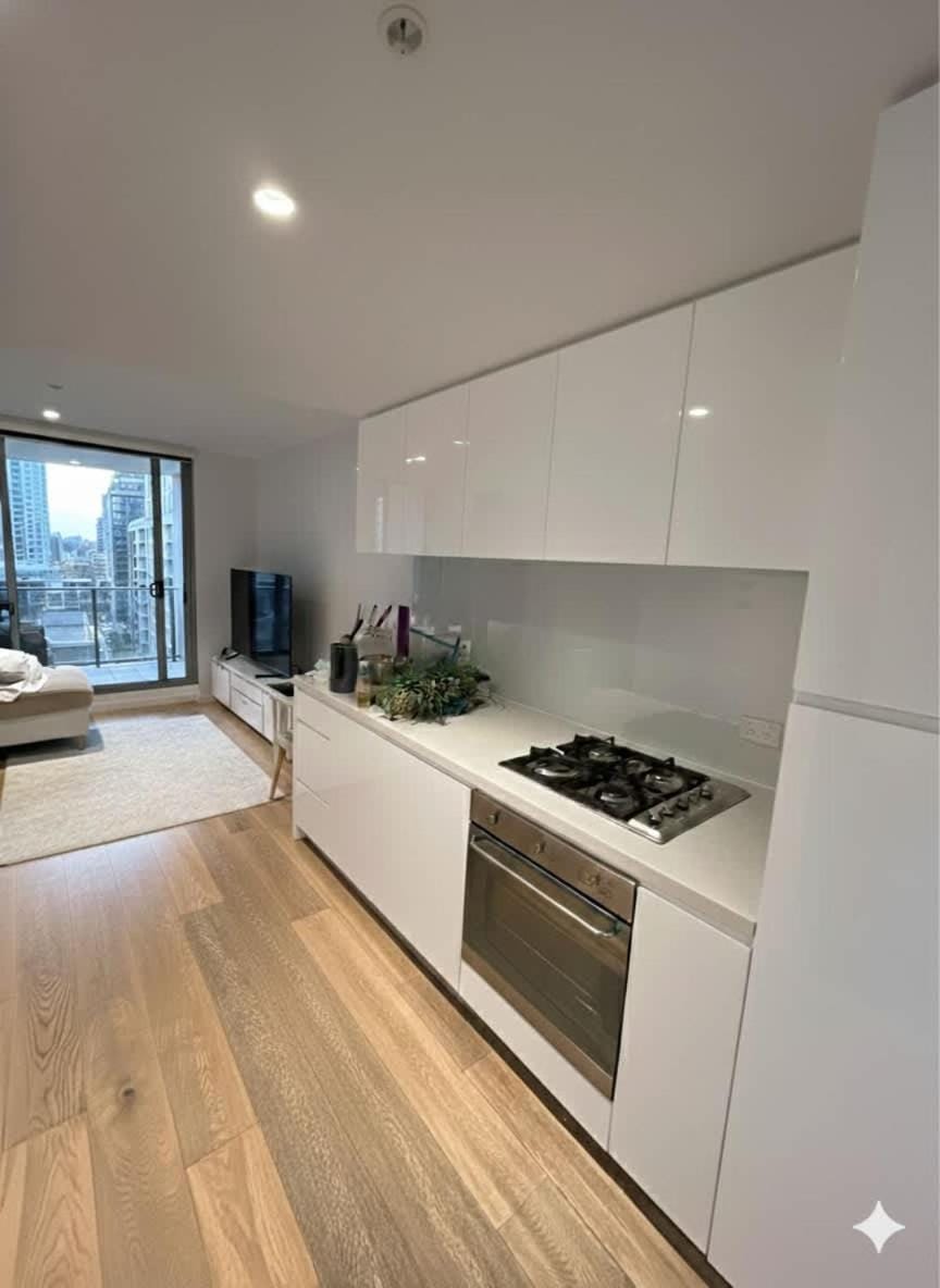 Kitchen or kitchenette, stove