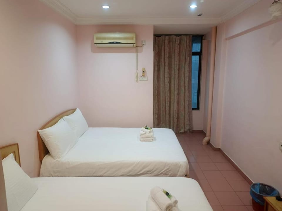 Bed, Photo of the whole room, Bedroom, towels, air conditioner