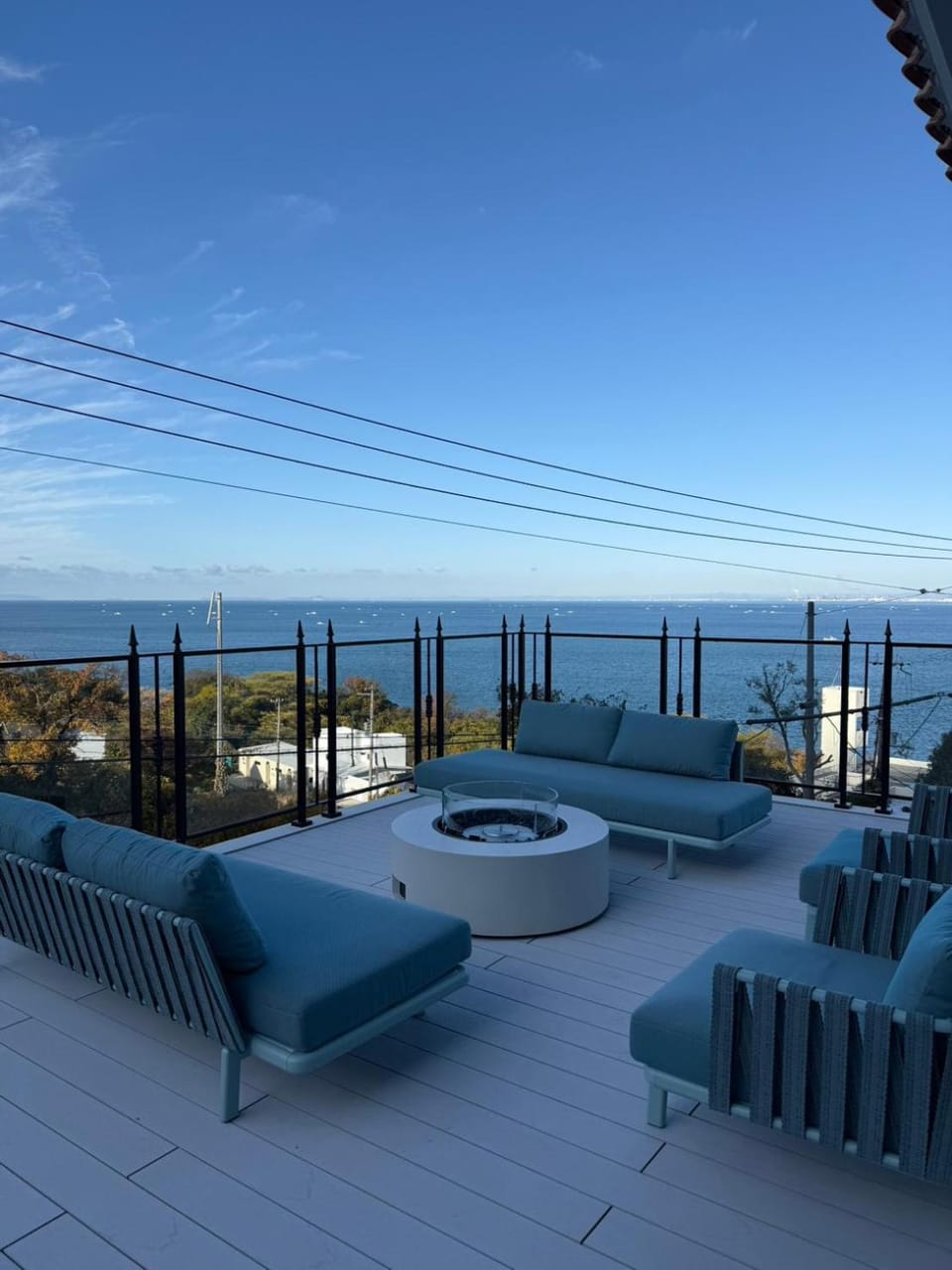 Patio, Day, Natural landscape, View (from property/room), Balcony/Terrace, Sea view, fireplace