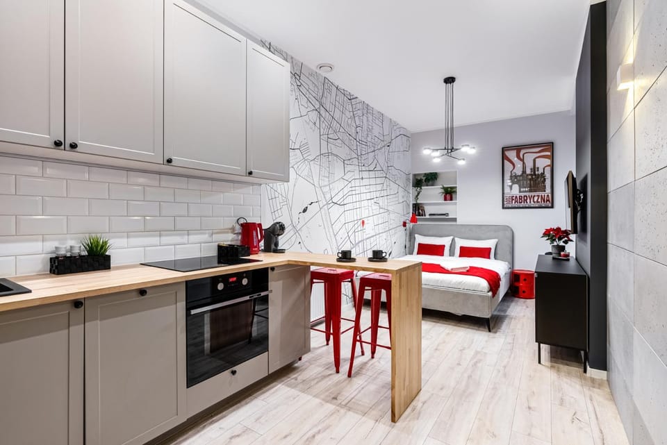 Bed, Kitchen or kitchenette, Dining area, Bedroom, dishwasher, oven, stove