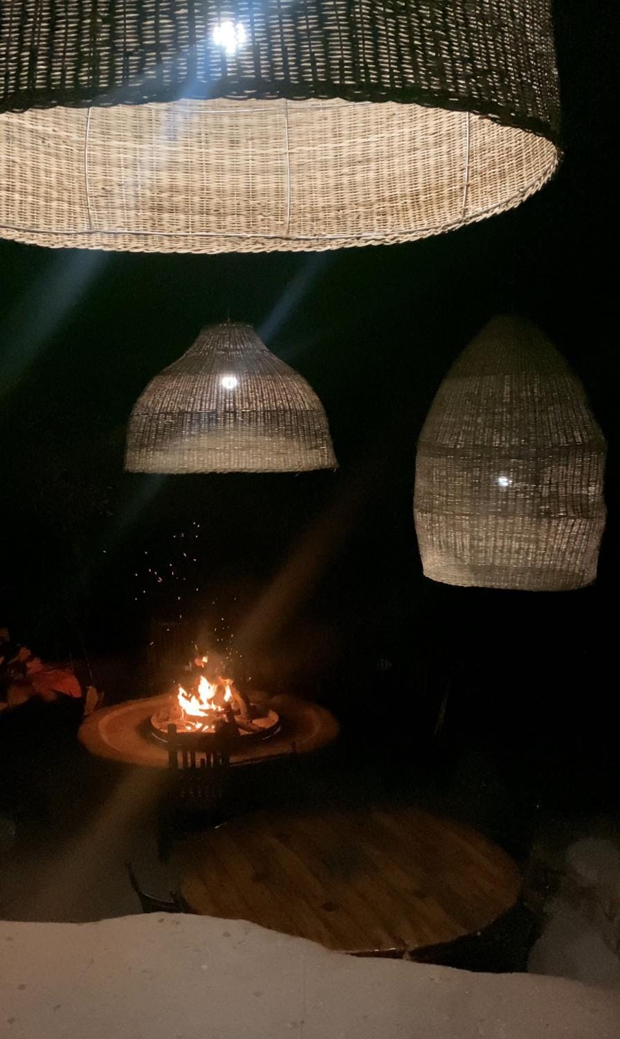 Night, Living room, fireplace