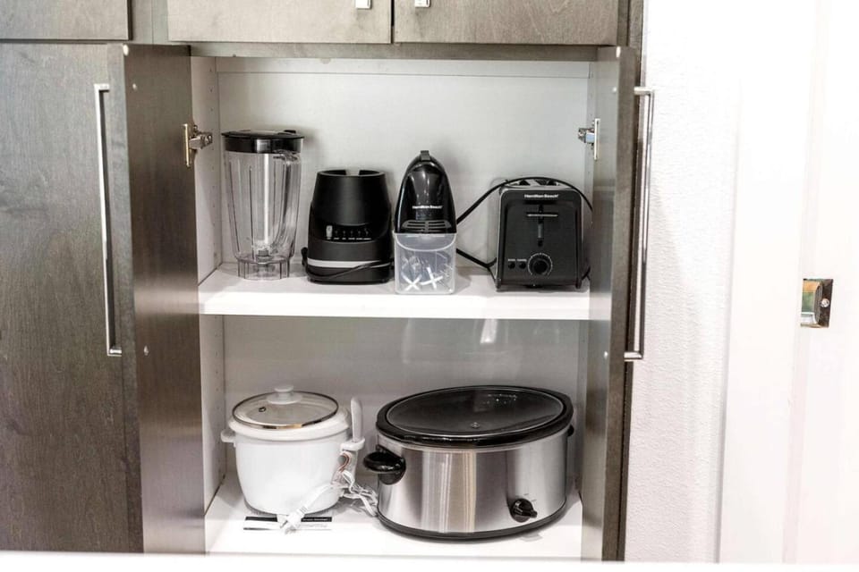 Kitchen or kitchenette, toaster