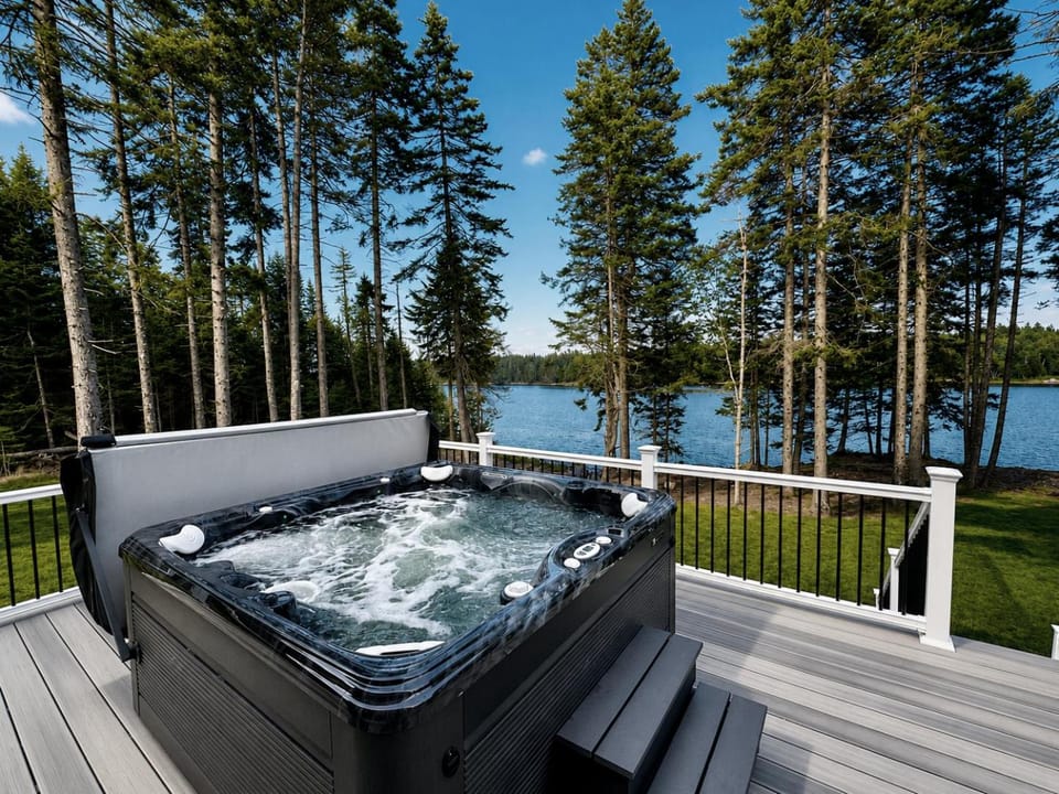 New 2023 Waterfront Home near Acadia with Hot Tub House in Harrington