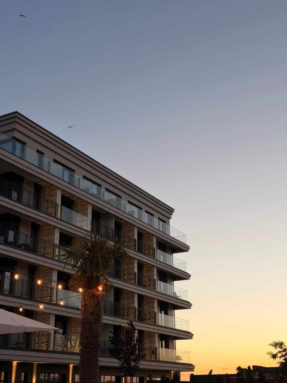 Property building, Summer, Location, Sunset, air conditioner