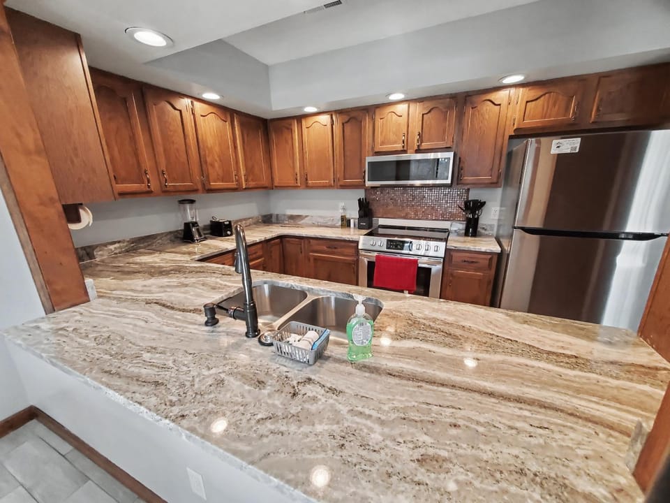 Kitchen or kitchenette, oven, stove, toaster