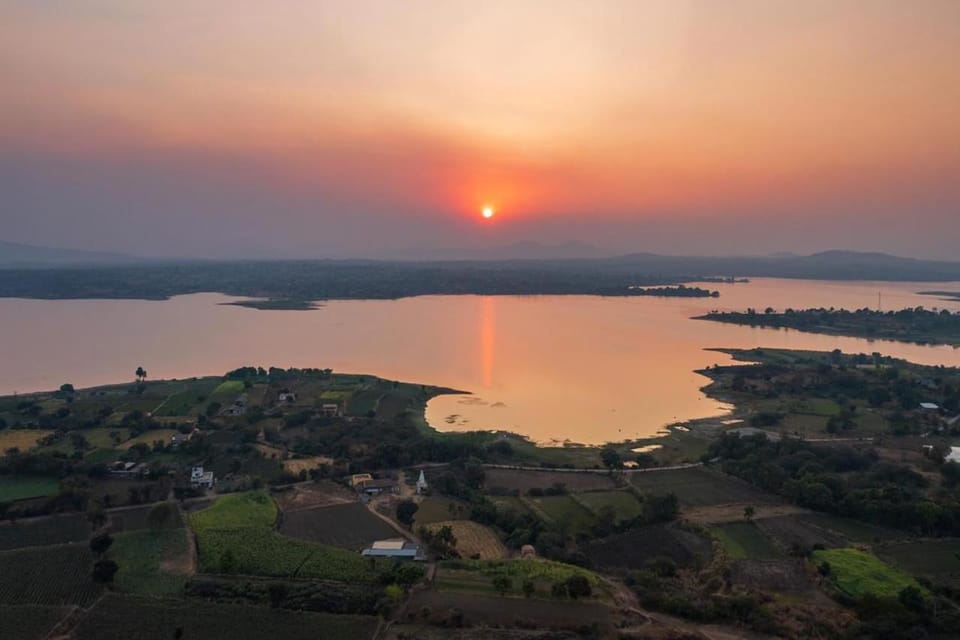 Natural landscape, Bird's eye view, View (from property/room), Lake view, Sunset