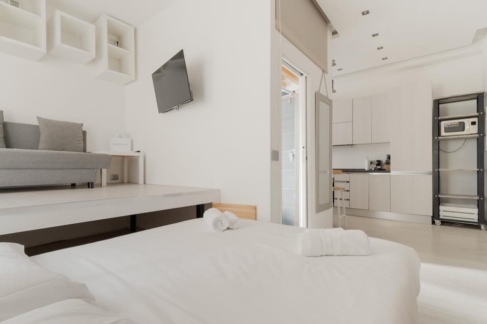 Bed, TV and multimedia, stove