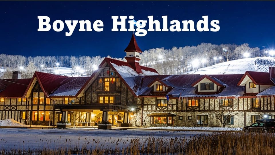 Property building, Facade/entrance, Night, Natural landscape, Winter, Skiing, Mountain view