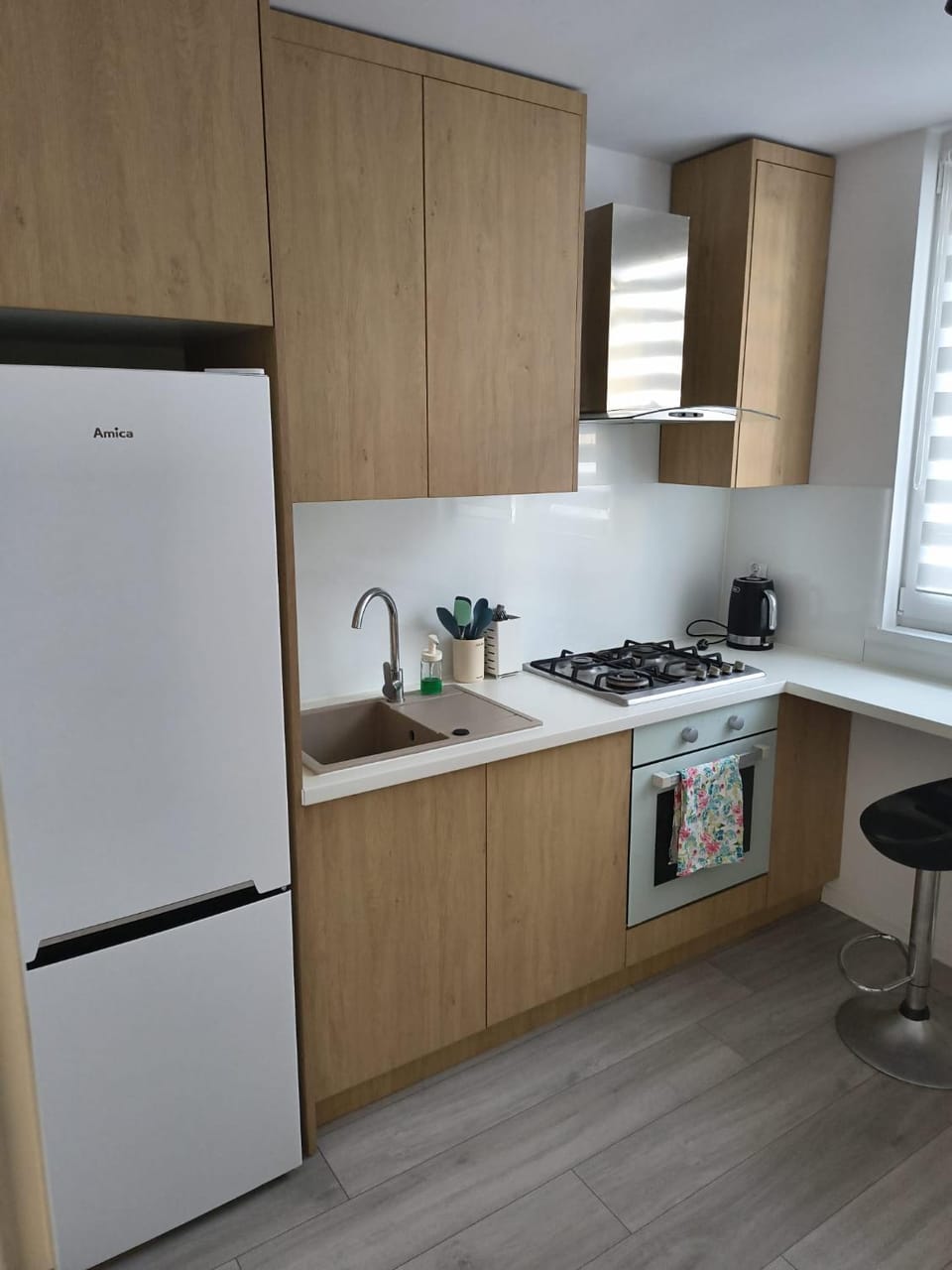 Kitchen or kitchenette, oven
