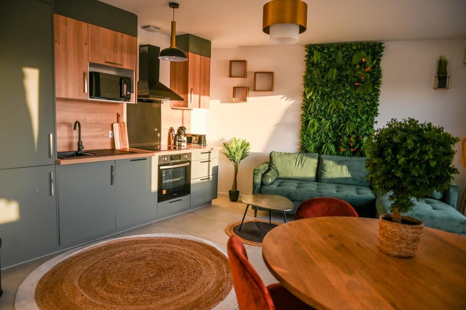 Living room, kitchen