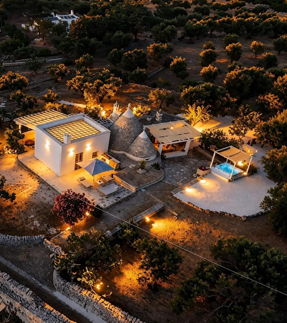 Property building, Night, Natural landscape, Bird's eye view