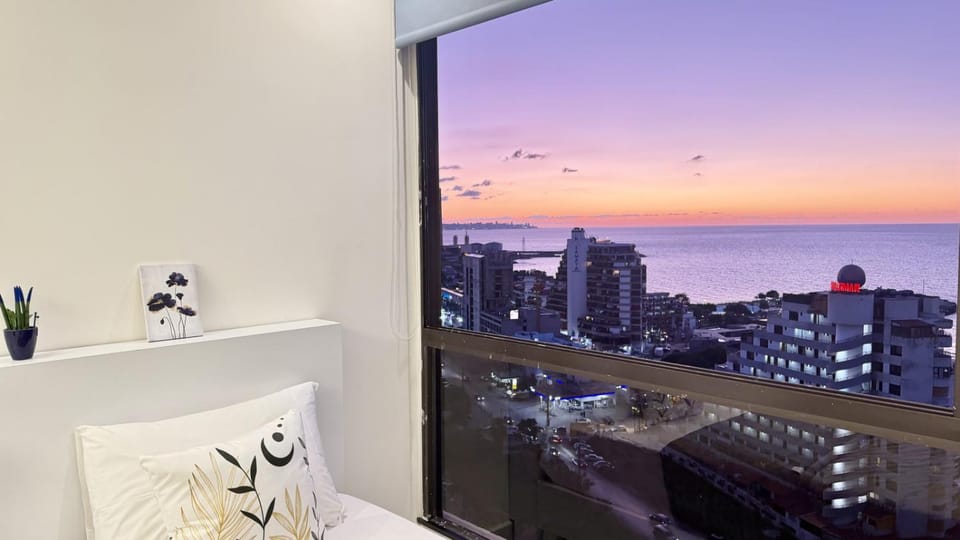Bed, Sea view, Sunset