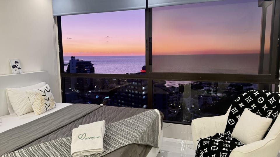 Bed, Photo of the whole room, Bedroom, Sea view, Sunset